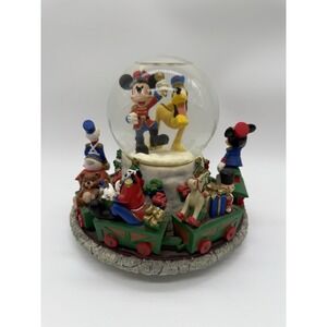 Disney‎ Mickey Donald Pluto Train Wooden Soldiers music box-snow globe. NOTES